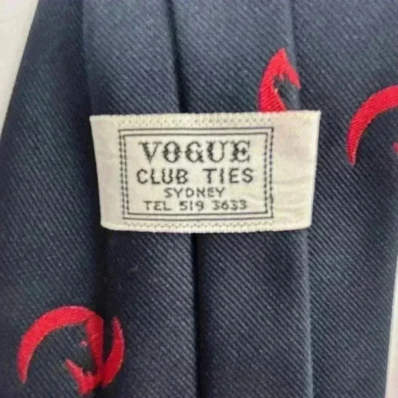 Vintage 1970s Vogue Club Horse Themed Blue Necktie Men's Rare - Picture 2 of 7